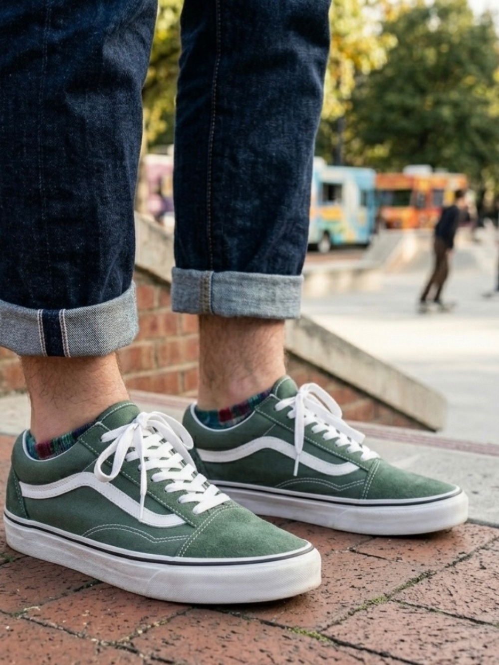 Vans Old Skool Shoes Color Green Sneakers Men's Size 13